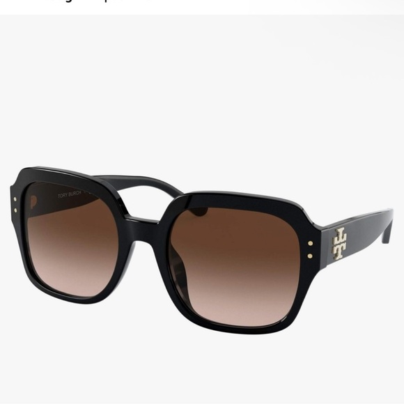 TORY BURCH BLACK SUNGLASSES WITH LOGO ON SIDE.  NWT - Picture 1 of 5